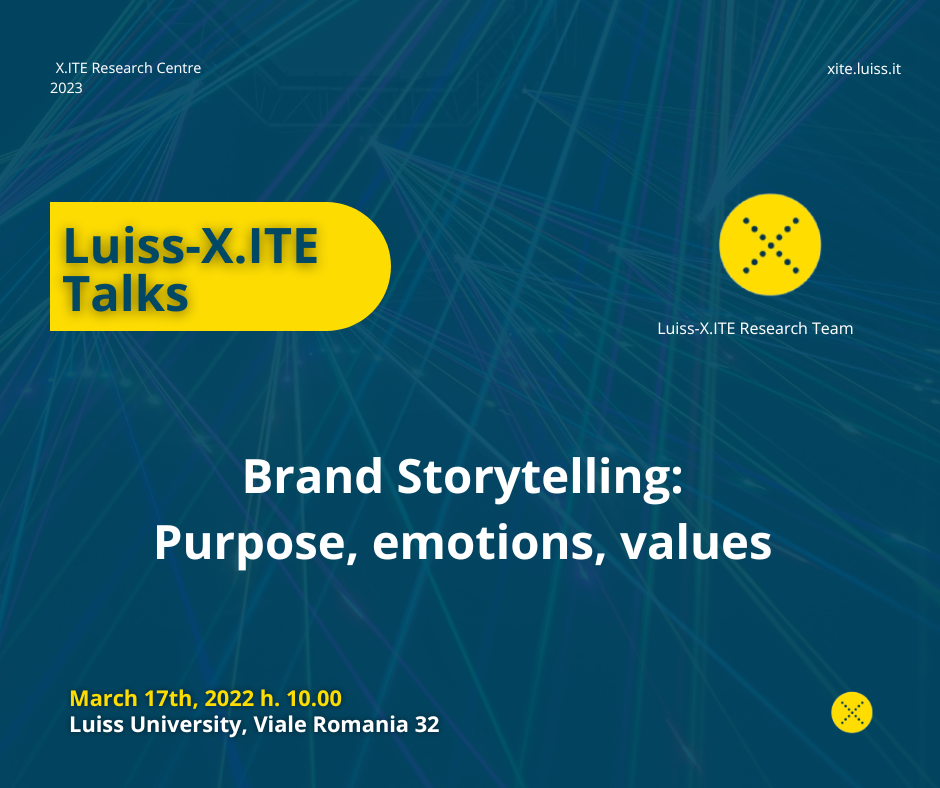 Luiss-X.ITE Talk 17/03 h. 10.30, Brand Storytelling
